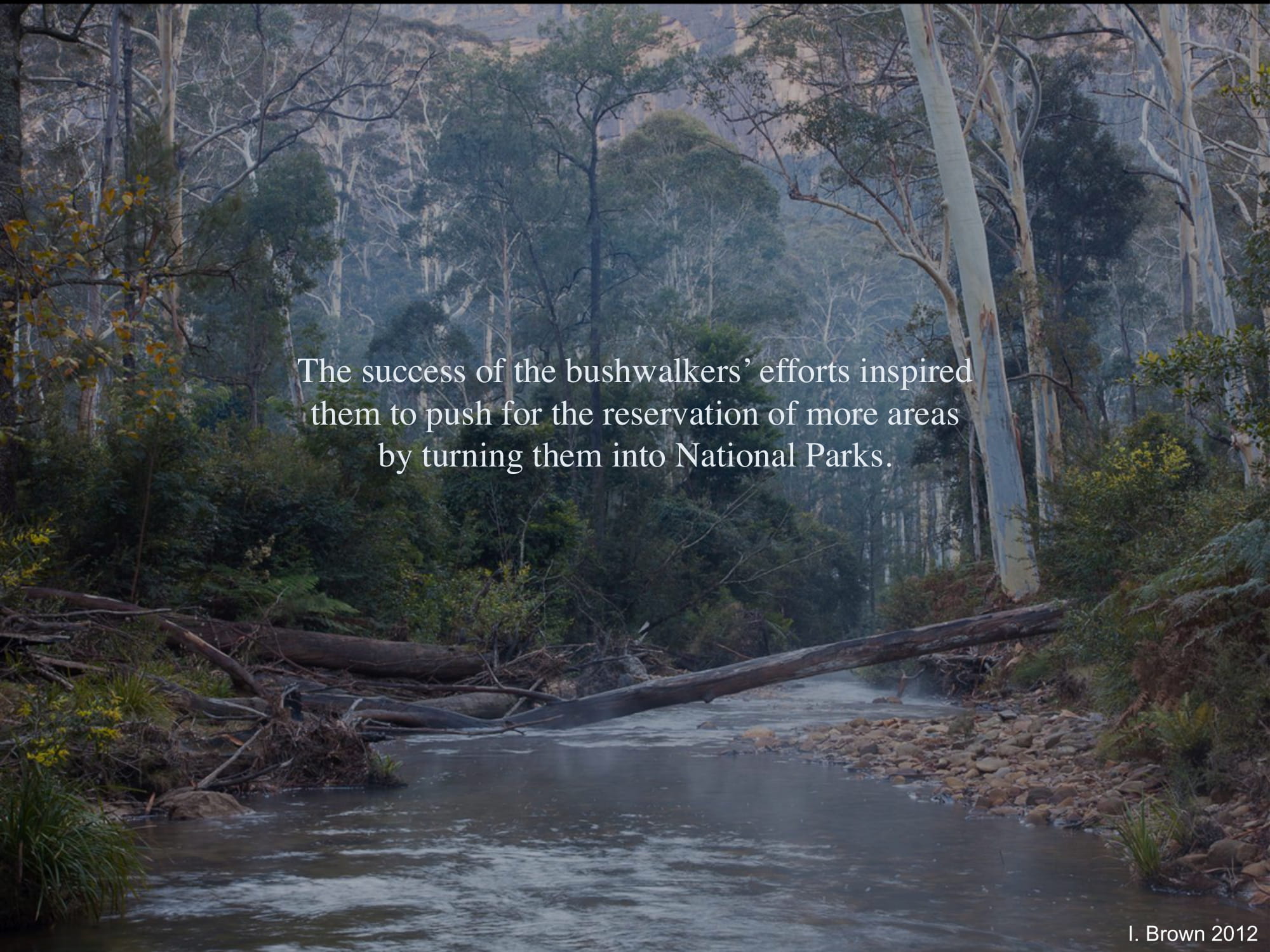 Prompted the start of the National Parks movement in Australia